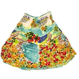Forbidden Scenic Floral Circle Skirt Medium Cotton Midi Embellished Artsy Travel